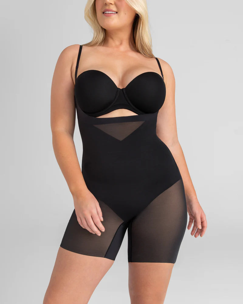 Open-Bust Mid-Thigh Bodysuit